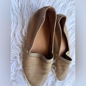 FRYE Melanie Slip On Flats Womens Brown Leather Shoes Size 6M -Ash